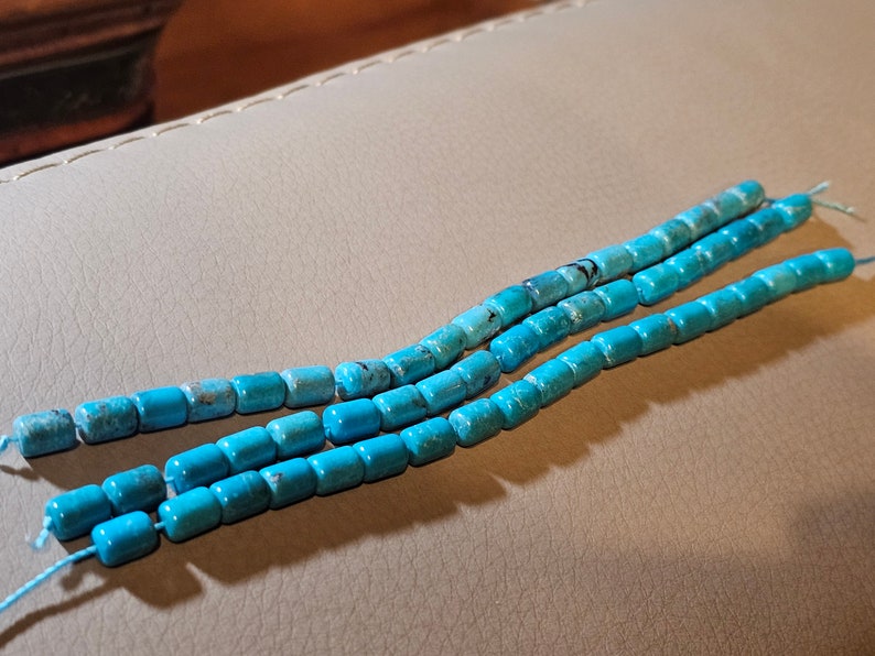 6 inch strands of Natural Hubei Turquoise Barrel Beads Selection available image 2