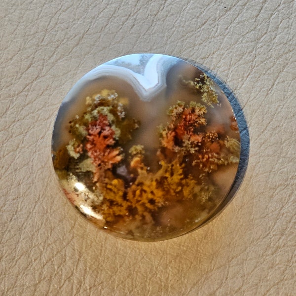 COLLECTOR ALERT Plume agate cabochon -  pendant size cabochon for jewelry making - hand crafted lapidary stone