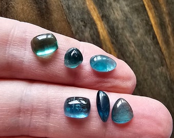 Indicolite Tourmalines selection, parcel Cabochons for ring or bracelet focals, High end smaller blue tourmalines