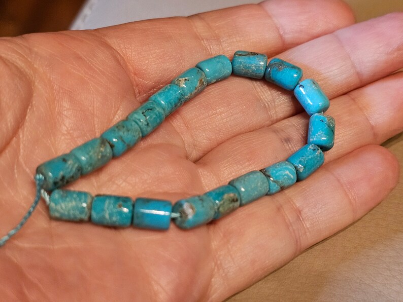 6 inch strands of Natural Hubei Turquoise Barrel Beads Selection available image 7