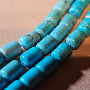 6 inch strands of Natural Hubei Turquoise Barrel Beads Selection available image 1