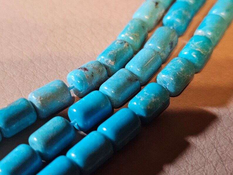 6 inch strands of Natural Hubei Turquoise Barrel Beads Selection available image 1