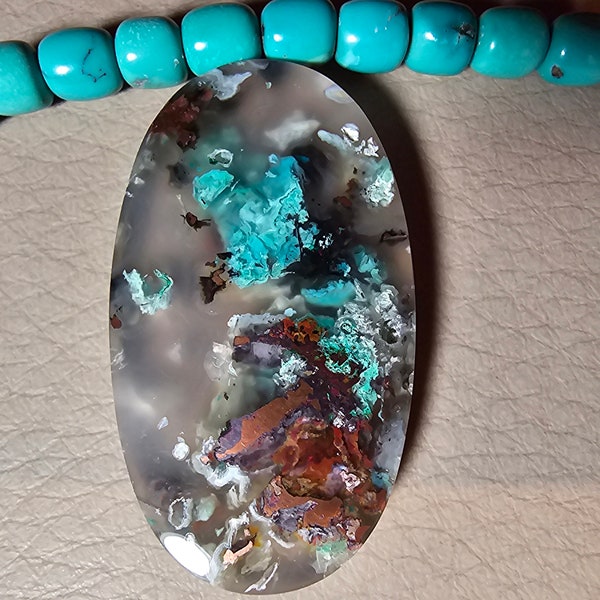 Native Copper and Chrysocolla Cabochon