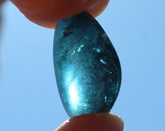 Indicolite Tourmaline Gemstone, large ink blue gem, blue tourmaline smooth cut