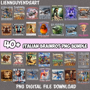 40+ Italian Brainrot Meme Png Bundle, Italian Brainrot Shirt Design, Bombardino Crocodilo Png, Tralalero Tralala, Tung Tung Tung Sahur Png