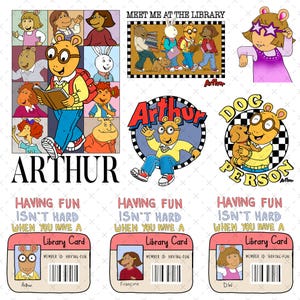 10 + Arthur Bundle Png, Lesen Kinderbücher Lehrer Png, Lehrer Leben Png, Geschenk für Lehrer, Lehrer Png, Buchliebhaber, Bibliothekar Png, Cartoon Png