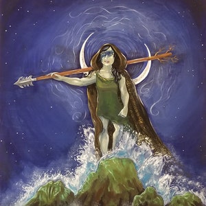 Celtic Goddess Gouache Painting - Scathach