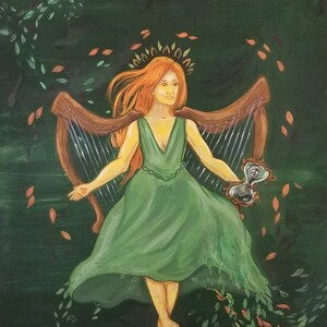 Celtic Goddess Gouache Painting - Aoibell