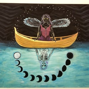 Celtic Goddess Gouache Painting - Arianrhod