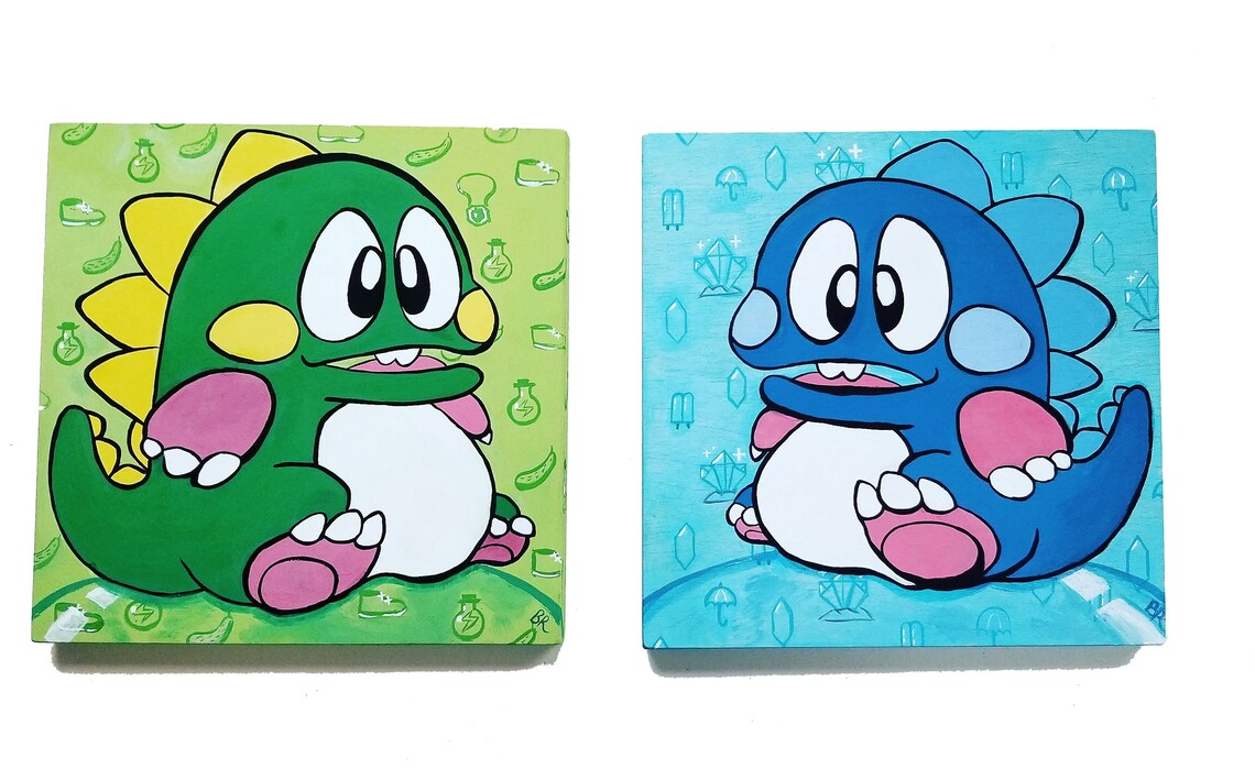 Nintendo Bubble Bobble Dino print Etsy