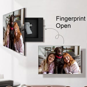 Tempered Glass Hidden Storage, Custom Photo Storage,Gun Storage with Fingerprint Sensor & Mechanical lock, Fathers Day Gift,Anniversary Gift