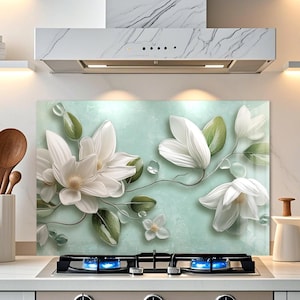 Kitchen Backsplash for Stove, Tempered Glass Stove Backsplash, Chopping Board, Noodle Board, Kitchen Decor, Stove Back Cover,Stove Top Cover