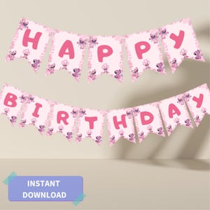 Stitch Happy Birthday Board! Stitch Template Decor, Birthday Wall Decor, Digital Birthday Decor, Party Supplies, Happy Birthday Sign!