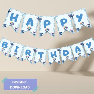 Stitch Happy Birthday Board! Stitch Template Decor, Birthday Wall Decor, Digital Birthday Decor, Party Supplies, Happy Birthday Sign!
