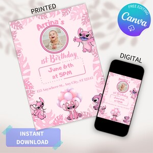Stitch Custom Invitation, Birthday Invitation Template, Digital Birthday Invitation, Stitch  Invite, Editable Invitation, Digital Download