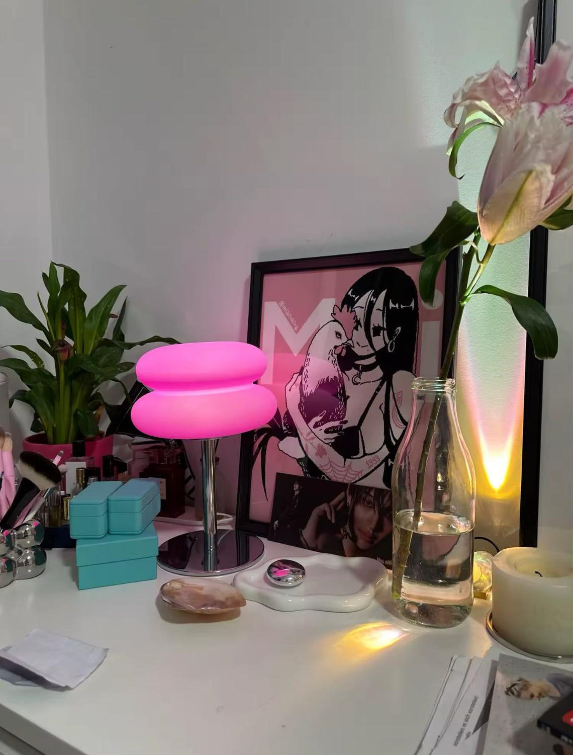 Rose LED Table Lamp – 3 Light Colors, 10 Brightness Levels, USB Powered ...