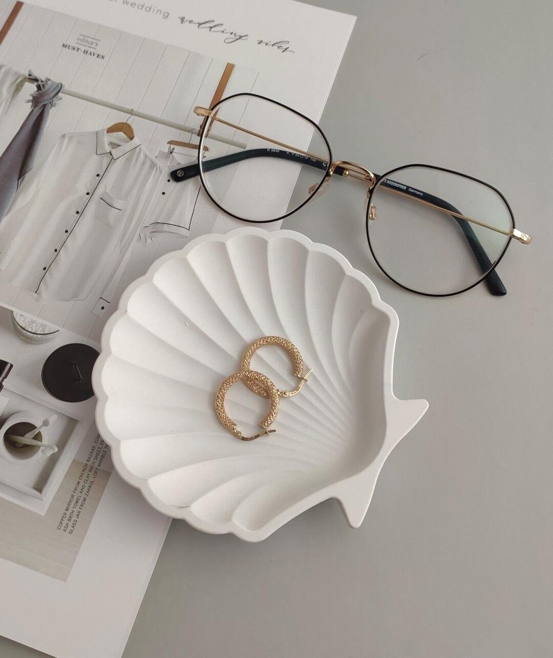 Hoement Plateau à Bijoux En Céramique Exquis En Forme De Fleur De Mandala Pour Commode Décoration élégante Pour La Maison