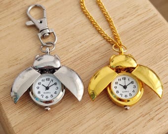 Ladybug Quartz Pocket Watch, Insect Pendant Watch Necklace, Cottagecore Pocket Watch, Nature Lover Watch Gift, Birthday Watch Gift