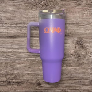 Omega psi phi 40 oz Tumbler with straw
