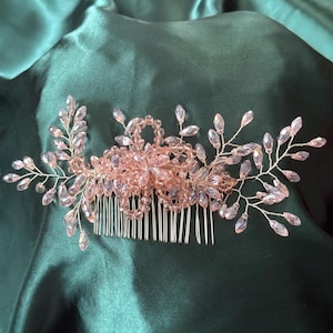 Pink Crystal Wedding Hair Comb: Elegant Bridal Accessory