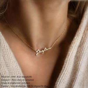 Colar com nome personalizado - Aço inoxidável dourado/prateado manuscrito - Presente exclusivo para uma mulher elegante e moderna