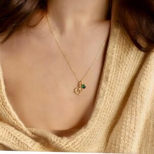 Collar personalizado con inicial y piedra de nacimiento – Regalo para mujer en acero inoxidable dorado o plateado – Elegante joyería con nombre