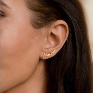 Pendientes con nombre personalizado - Acero inoxidable 316L - Joyería minimalista de oro, plata y oro rosa - Regalo elegante