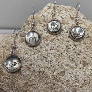 FDT earrings, 8647, FDT, Subtle Anti-Trump Earrings, Foxtrot, Delta, Tango, Liberal gift, Pro-Democrat, Subtle Resistance, Anti Trump, Blue