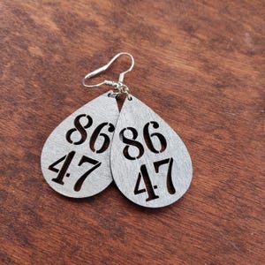 8647, FDT, Subtle Anti-Trump Earrings, Foxtrot, Delta, Tango, Liberal gift, Pro-Democrat, Subtle Resistance, Anti Trump, Political Art
