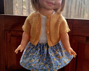 Outfit for 18" doll, 3 pieces, Yellow and blue