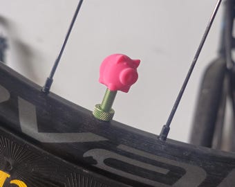 Tapones de válvula Presta con diseño de cerdito (2 unidades) – Accesorio para bicicleta / Tapón de potencia divertido para bicicletas de carretera y MTB / Regalo único para ciclistas