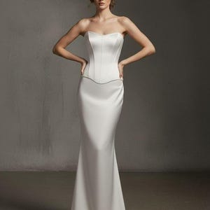 cute white two piece dress Diamonds White Satin Tulle Two-piece Prom Dress