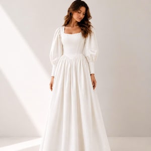 white long sleeve drop waist dress Women's Drop Waist Dresses