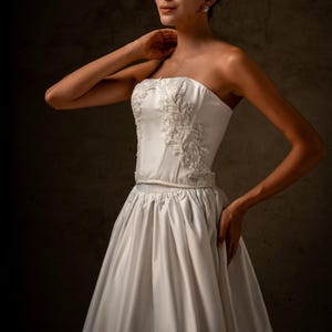 Set wedding corset and long skirt, Two piece wedding corset, Satin Corset and Maxi Skirt, Luxury Bridal Corset with 3D Lace, Seraphine set