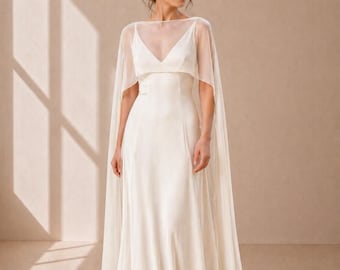 HAWAII zijden jurk, diepe v-hals zijden trouwjurk, minimalistische a-lijn jurk, elegante rugloze satijnen jurk, bruidsjurk rugloze avondjurk