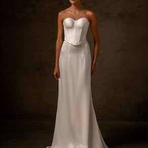 Set wedding corset and long skirt, Two piece wedding corset, Satin Corset and Maxi Skirt, Luxury Bridal Corset