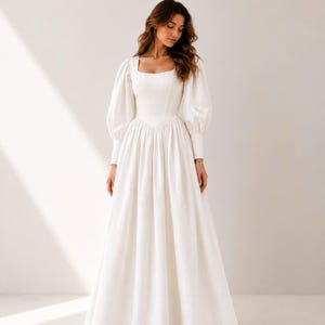 linen basque waist dress Belle Midi Dress Daisy Yellow Linen 4