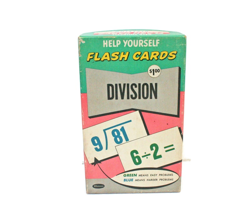 Vintage Flash Cards  /  Division Flashcards  /  Educational image 0