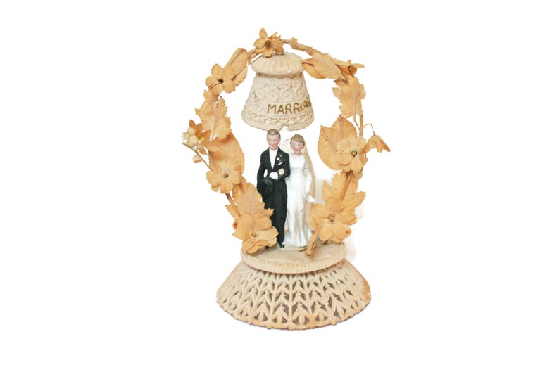 Vintage Wedding Cake Topper  /  Bride and Groom Topper for image 0