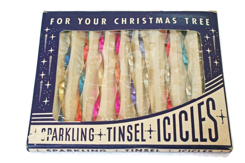 Vintage Metal Tinsel Icicles  /  Sparkling Tinsel Icicles in image 0