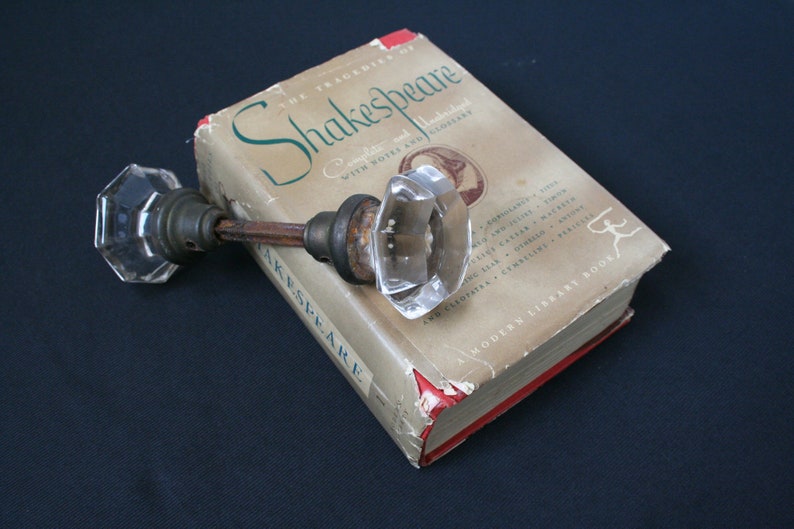 Vintage Door Knob Set in Clear Glass  /  Crystal Doorknobs  / image 0