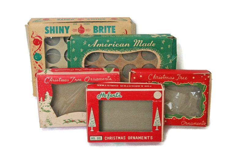 Vintage Christmas Ornament Boxes  /  Small Christmas Boxes for image 0
