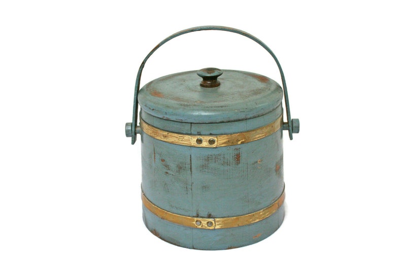 Vintage Wood Bucket  /  Firkin Sugar Bucket with Bentwood image 0