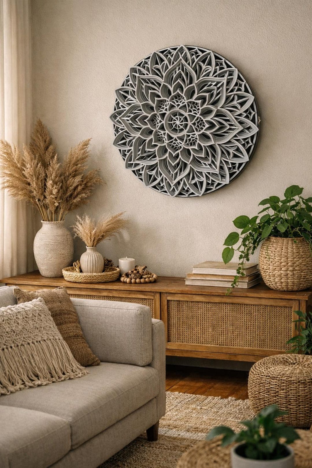 Layered Wooden Mandala Wall Art | Sacred Geometry Boho Decor - Etsy