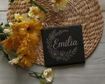Personalised Stone Coasters - Custom Laser Engraved Gifts for Weddings, Anniversaries, & Home Decor