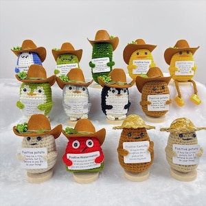 Hand-Knitted Yarn Dolls, Positive Potato, Crochet Gift Animals