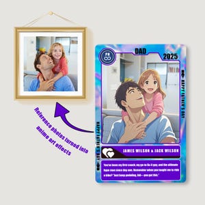 Personalisierte Anime Kunst Geschenk / Individuelle Dad Fotokarte / Game Card Geschenk / Gamer Ehemann Geschenk / Glückliches Foto/Urlaub Souvenir/Acrylkarte