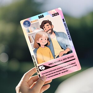 Cartão de foto de anime de pai e filha / decoração de mesa de sala de família / presente de anime / presente de namorada com imagem personalizada / presente de madrinha de casamento