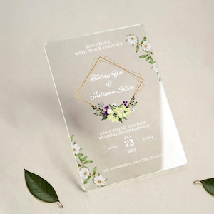 Faire-part de mariage, Faire-part de mariage en acrylique transparent, Cartes d'invitation pour mariage magnifiquement conçues, Faire-part de mariage parfait