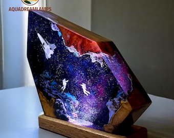 Astronaut Galaxy Epoxidharz Lampe - Handgemachtes Nachtlicht, Weltraum Diorama Lampe, Galaxie Geschenk, Einzigartiges Weihnachtsgeschenk, Wohndeko, Vatertag